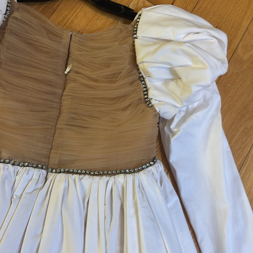 KHAITE Tracy Crystal Embellished Mini Ruched Cotton Dress In White - Picture 7 of 14